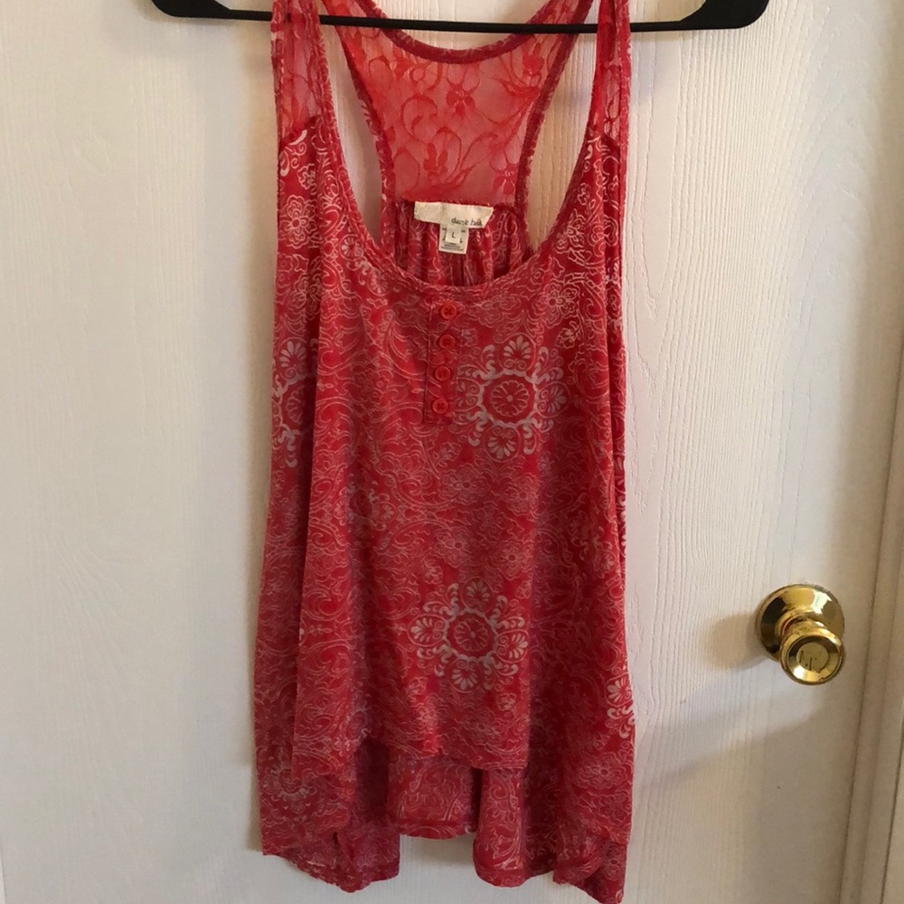 Pink and white floral tank top